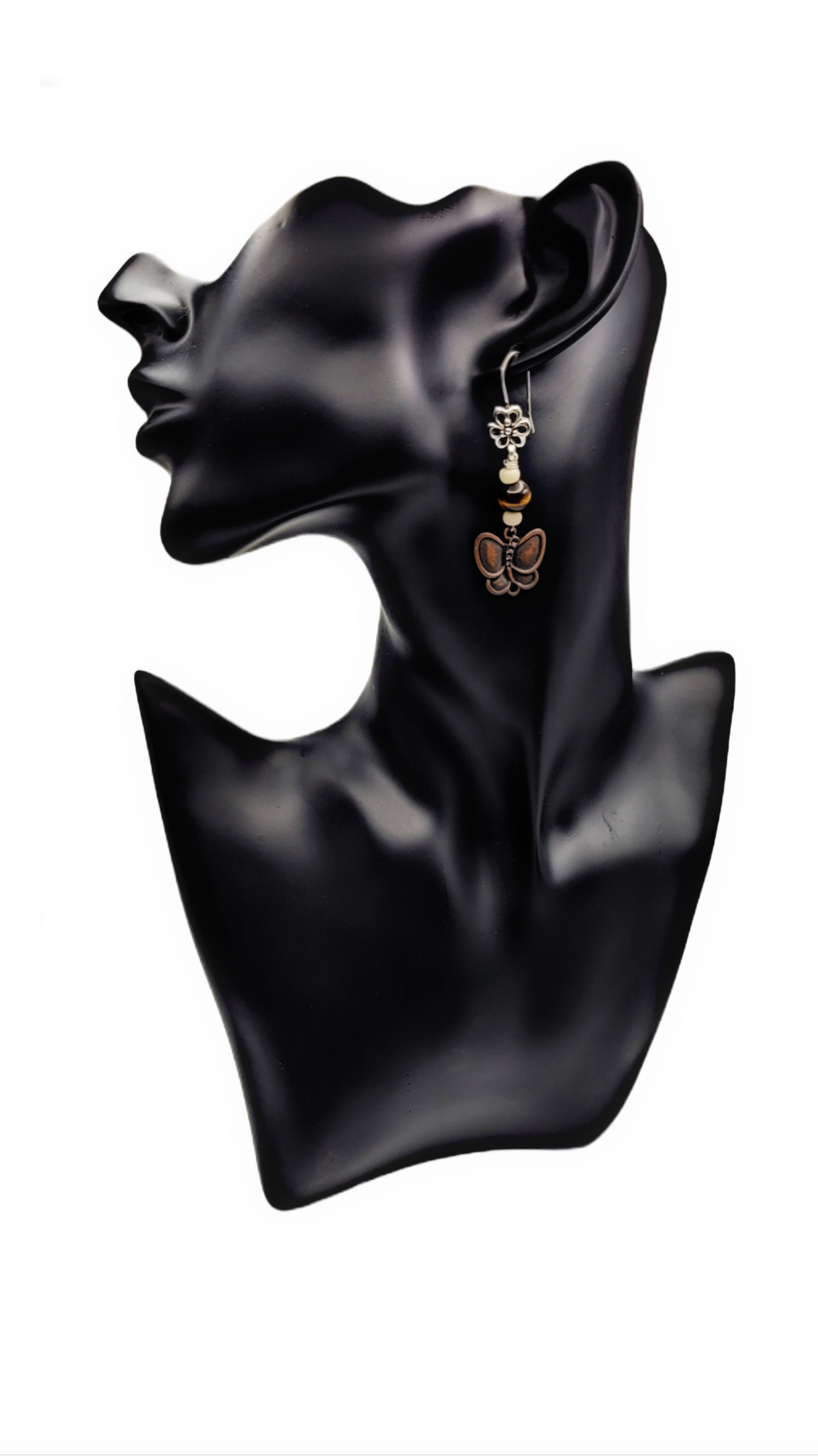 1 of 1 Handmade | Tigers Eye Bronze Butterfly Earrings